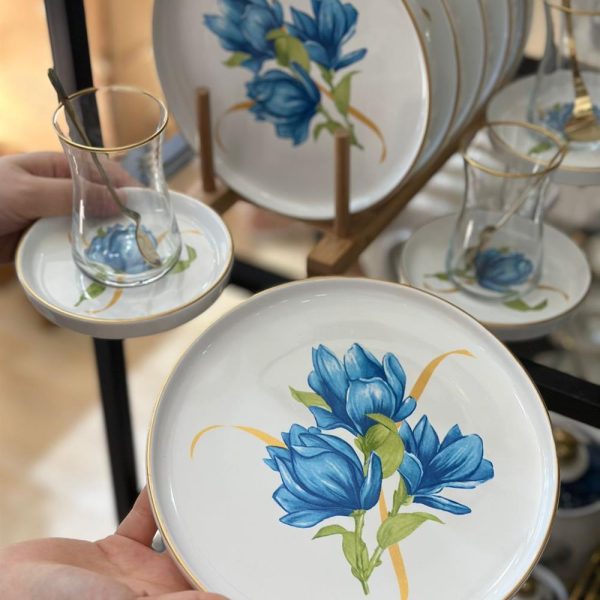 خرید سرویس چای خوری 18 پارچه Tiore blu اصل ترکیه