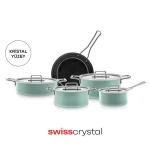 خرید سرویس قابلمه 9 پارچه کاراجا Swiss crystal سبز اصل ترکیه